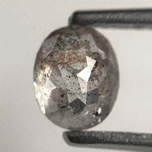 0.83 Ct Oval shape salt and pepper natural loose diamond, 5.98 mm x 4.88 mm x 3.02 mm, Full-Rose Cut Oval Natural Diamond, SJ101-78