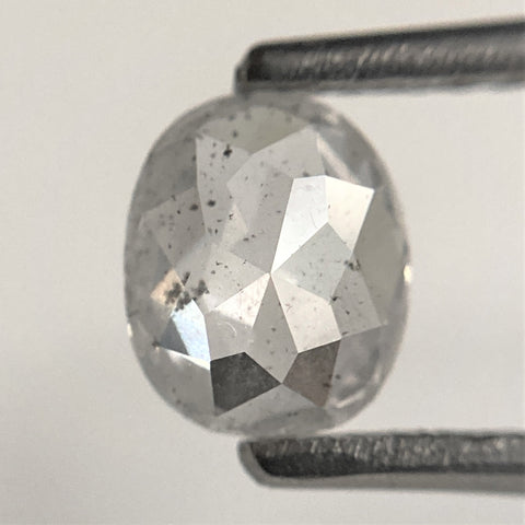 0.72 Ct Oval shape gray salt and pepper natural loose diamond, 6.18 mm x 5.17 mm x 2.34 mm, Full-Rose Cut Oval Natural Diamond, SJ101-79
