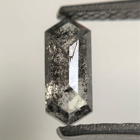 0.67 Ct Hexagon shape salt and pepper natural loose diamond, 8.02 mm x 3.34 mm x 2.06 mm Hexagonal natural diamond SJ101-84