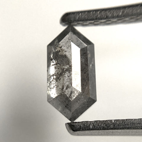 0.50 Ct Hexagon shape salt and pepper natural loose diamond, 6.74 mm x 3.32 mm x 2.26 mm, Hexagonal natural diamond SJ101-89