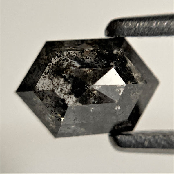 1.06 Ct Hexagon shape salt and pepper natural loose diamond, 6.76 mm x 4.48 mm x 3.51 mm Hexagonal natural diamond SJ101-61