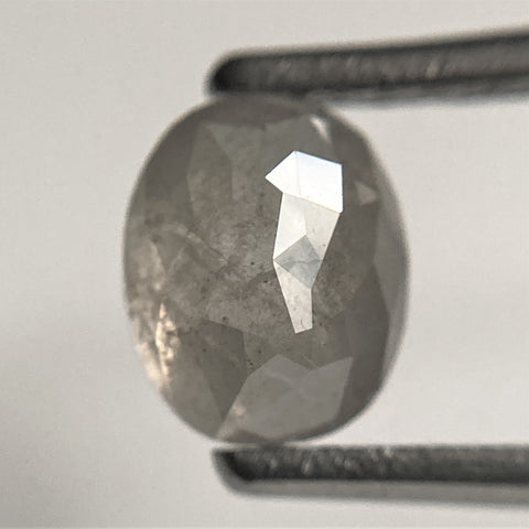 1.24 Ct Oval shape salt and pepper natural loose diamond, 6.42 mm x 5.24 mm x 3.64 mm, Full-Rose Cut Oval Natural Diamond, SJ101-66