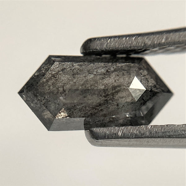 0.60 Ct Hexagon shape salt and pepper natural loose diamond, 8.00 mm x 3.86 mm x 2.04 mm, Hexagonal natural diamond SJ101-67