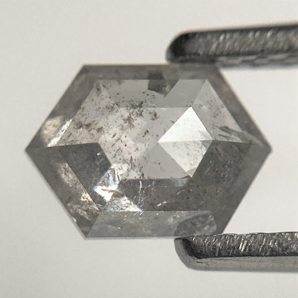 0.71 Ct Hexagon shape salt and pepper natural loose diamond, 6.59 mm x 4.63 mm x 2.48 mm, Hexagonal natural diamond SJ101-69