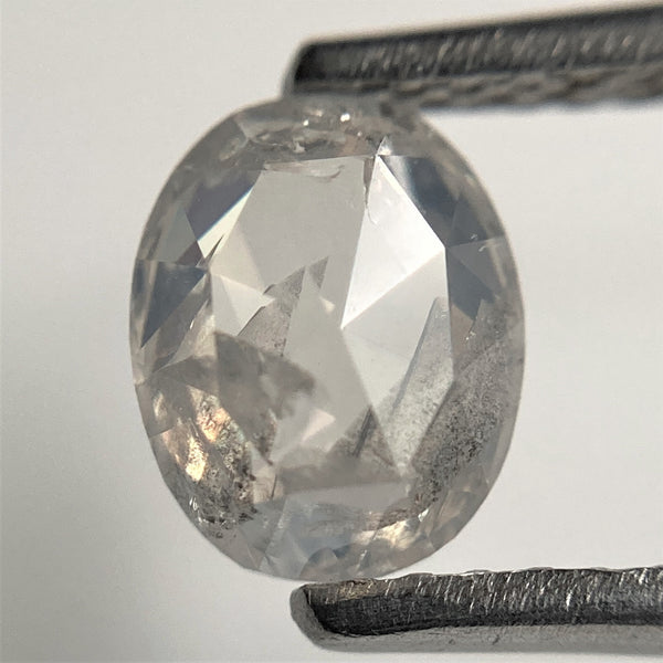 0.98 Ct Oval shape salt and pepper natural loose diamond, 6.61 mm x 5.30 mm x 2.94 mm, Full-Rose Cut Oval Natural Diamond, SJ101-74