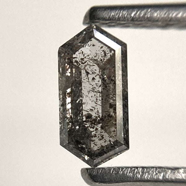 0.35 Ct Hexagon shape salt and pepper natural loose diamond, 6.76 mm x 3.22 mm x 1.54 mm Hexagonal natural diamond SJ101-88