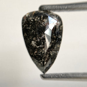 1.60 Ct Pear Shape Rose Cut Salt and Pepper Natural Diamond, 9.87 mm x 6.38 mm x 2.76 mm Pear cut loose diamond SJ47/51