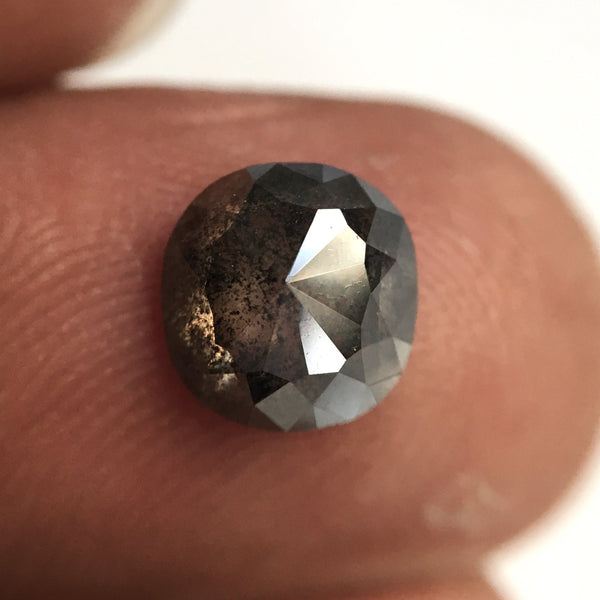 1.29 Ct Cushion Shape Natural loose diamond, 6.90 x 6.67 x 3.15 mm, Salt and Pepper Rose-Cut Cushion shape natural diamond, SJ77-17