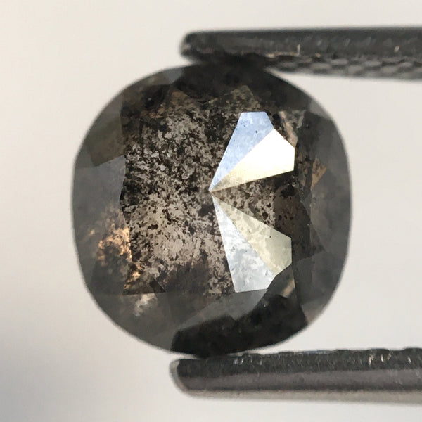 1.29 Ct Cushion Shape Natural loose diamond, 6.90 x 6.67 x 3.15 mm, Salt and Pepper Rose-Cut Cushion shape natural diamond, SJ77-17