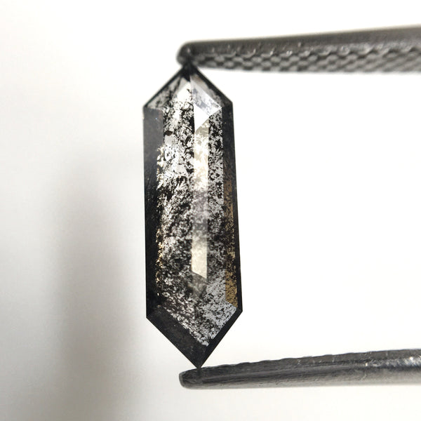 0.93 Ct Hexagon shape salt and pepper natural loose diamond, 13.05 x 3.88 x 1.87 mm Long Hexagonal natural diamond SJ77-28