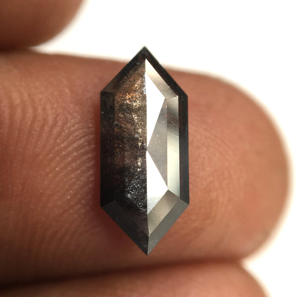 1.19 Ct Natural Loose Diamond Long Hexagon shape salt and Pepper 12.66 mm x 5.43 mm x 1.68 mm Step cut Natural diamond SJ77-29