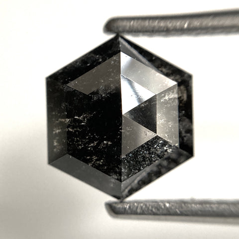 1.64 Ct Natural loose diamond Hexagon Shape Salt and Pepper, 8.79 mm x 7.51 mm x 2.65 mm Hexagonal shape natural diamond, SJ102-08