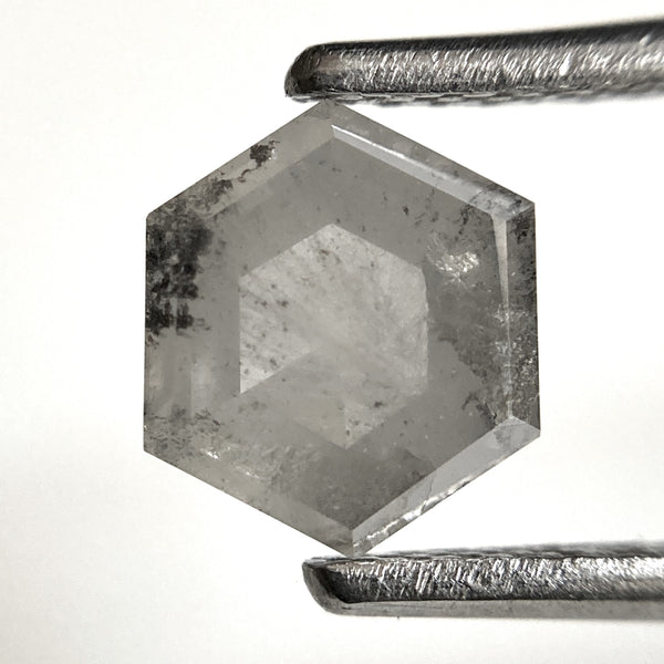 1.16 Ct Natural loose diamond Hexagon Shape Salt and Pepper, 7.10 mm x 6.08 mm x 3.10 mm Hexagonal shape natural diamond, SJ102-10
