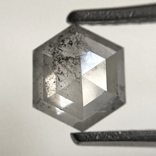 1.13 Ct Natural loose diamond Hexagon Shape Salt and Pepper, 7.14 mm x 6.11 mm x 2.97 mm Hexagonal shape natural diamond, SJ102-11