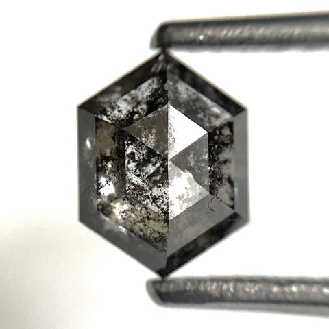 1.17 Ct Natural loose diamond Hexagon Shape Salt and Pepper, 7.21 mm x 5.37 mm x 3.43 mm Hexagonal shape natural diamond, SJ102-15