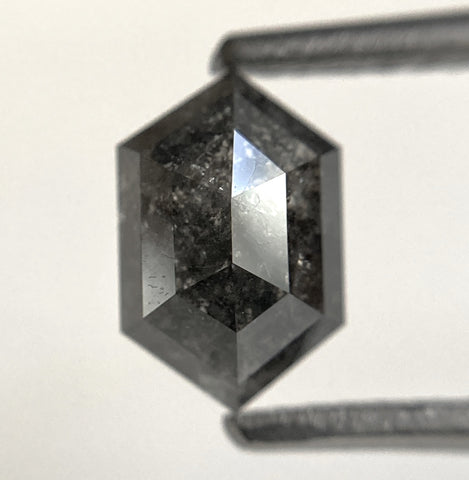 1.34 Ct Natural loose diamond Hexagon Shape Salt and Pepper, 7.75 mm x 5.06 mm x 3.71 mm Hexagonal shape natural diamond, SJ102-21