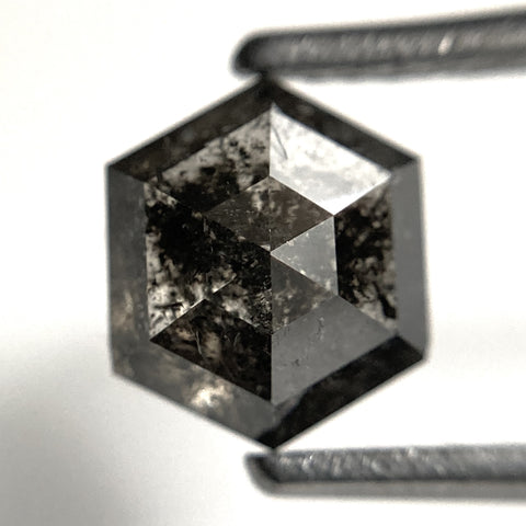1.43 Ct Hexagon Shape Salt and Pepper Natural loose diamond, 7.48 mm x 6.30 mm x 3.31 mm Hexagonal shape natural diamond, SJ102-25