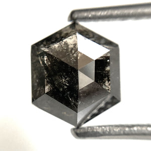 1.46 Ct Hexagon Shape Salt and Pepper Natural loose diamond, 7.55 mm x 6.32 mm x 3.34 mm Hexagonal shape natural diamond, SJ102-27