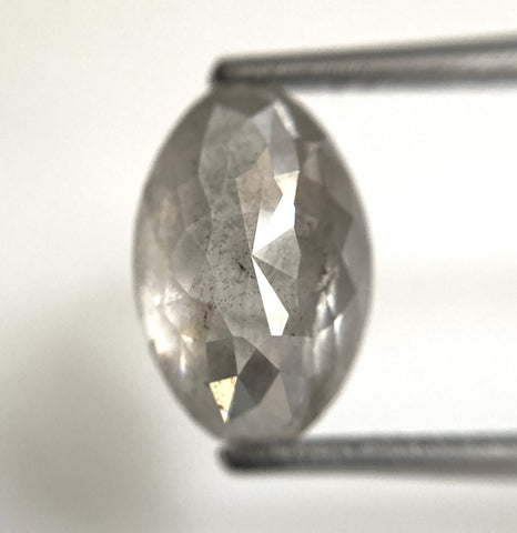 3.25 Ct Oval shape full rose cut salt and pepper natural loose diamond, 11.05 mm x 7.35 mm x 4.54 mm grey diamond, conflict free SJ103-01