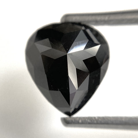 1.84 Ct Pear Shape natural loose diamond, Black Natural diamond, 8.49 mm x 7.57 mm x 3.78 mm Rose-Cut pear shape natural diamond SJ103-03