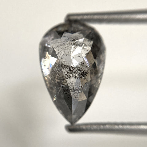 2.85 Ct Pear Shape natural loose diamond, Black Natural diamond, 11.38 mm x 7.38 mm x 4.40 mm Rose-Cut pear shape natural diamond SJ103-10