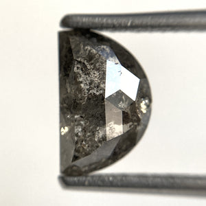 1.86 Ct Natural Loose Diamond Half moon Salt and Pepper 8.91 mm x 5.79 mm x 3.62 mm Flat-Base D-Shape Rose Cut Natural Diamond SJ103-13