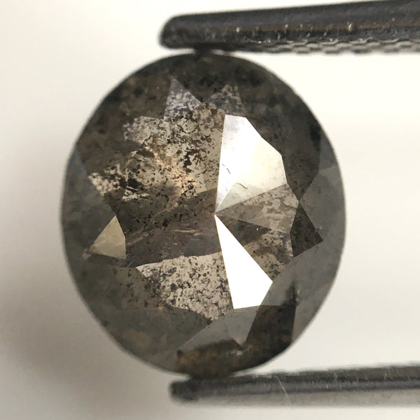 1.95 Ct Natural loose diamond Oval Shape Salt and Pepper, 8.97 x 7.83 x 3.32 mm, Rose-Cut Oval shape natural loose diamond SJ77-10