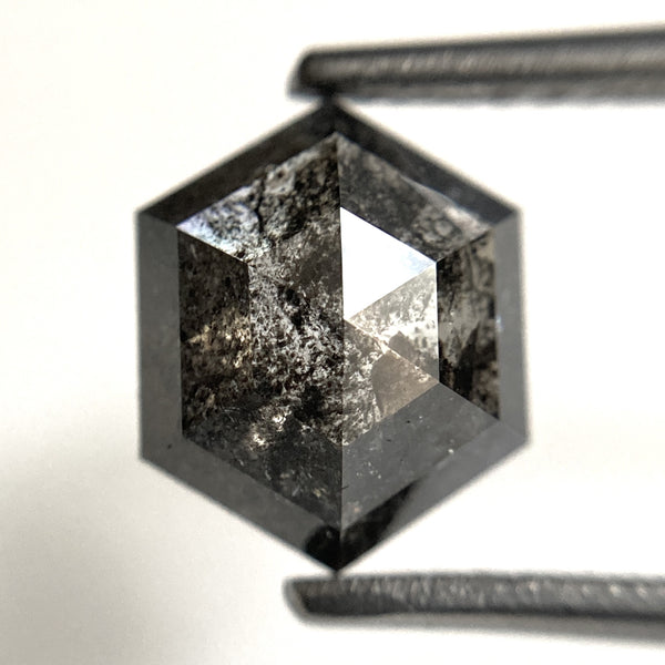 1.94 Ct Hexagon Shape Salt and Pepper Natural loose diamond, 9.02 mm x 7.34 mm x 3.48 mm Hexagonal shape natural diamond, SJ103-16