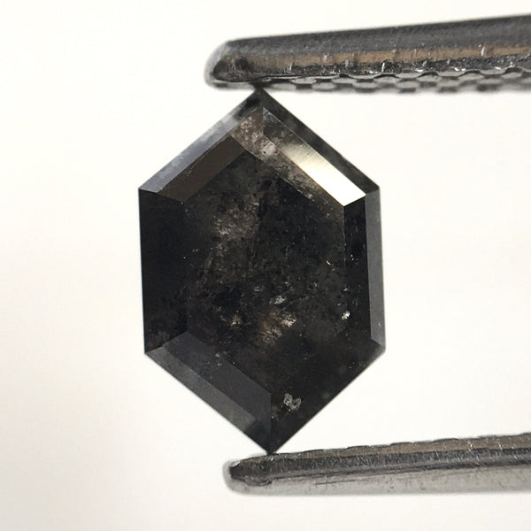 0.71 Ct Natural Loose Diamond Long Hexagon shape salt and Pepper 7.07 mm x 4.63 mm x 2.49 mm Step cut Natural diamond SJ77-34
