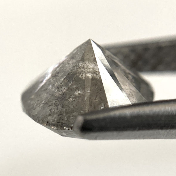 1.57 Ct Round Brilliant Cut Natural Salt and Pepper Diamond, 7.09 mm x 4.61 mm Gray and black Loose Diamonds, Natural Loose Diamond SJ103-19