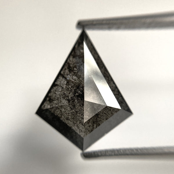 3.67 Ct Kite Shape Salt and Pepper Natural Loose Diamond, 14.49 mm x 11.24 mm x 3.82 mm, Geometric shape natural diamond, SJ103-23