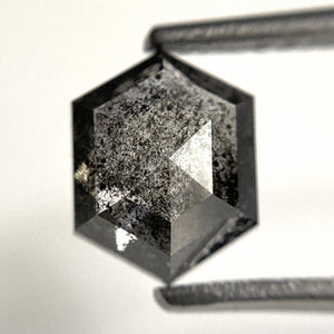 1.63 Ct Hexagon Shape Salt and Pepper Natural loose diamond, 8.08 mm x 6.32 mm x 3.40 mm Hexagonal shape natural diamond, SJ103-24