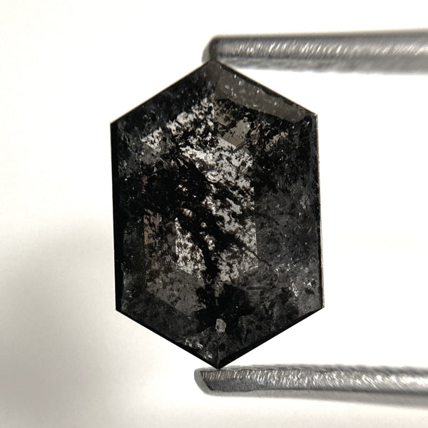 1.47 Ct Natural loose diamond Hexagon Shape Salt and Pepper, 10.26 mm x 6.93 mm x 2.49 mm Hexagonal shape natural diamond, SJ102-13