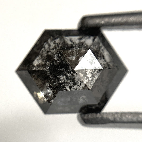 1.17 Ct Natural loose diamond Hexagon Shape Salt and Pepper, 7.21 mm x 5.37 mm x 3.43 mm Hexagonal shape natural diamond, SJ102-15