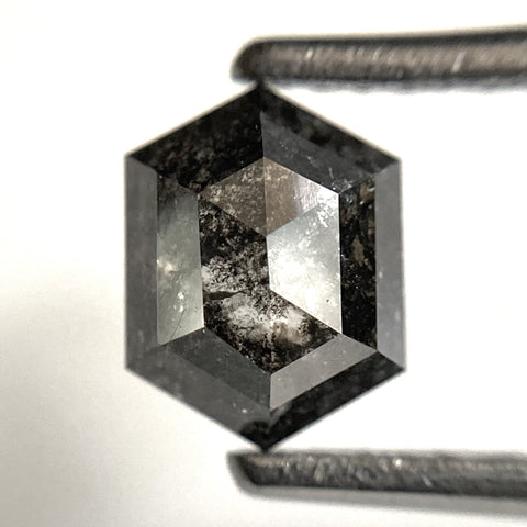 1.10 Ct Natural loose diamond Hexagon Shape Salt and Pepper, 6.87 mm x 5.22 mm x 3.29 mm Hexagonal shape natural diamond, SJ102-17
