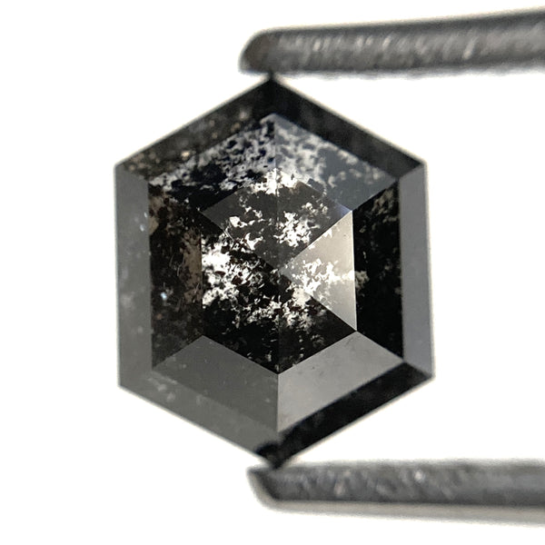1.64 Ct Hexagon Shape Salt and Pepper Natural loose diamond, 7.26 mm x 5.88 mm x 4.18 mm Hexagonal shape natural diamond, SJ102-23