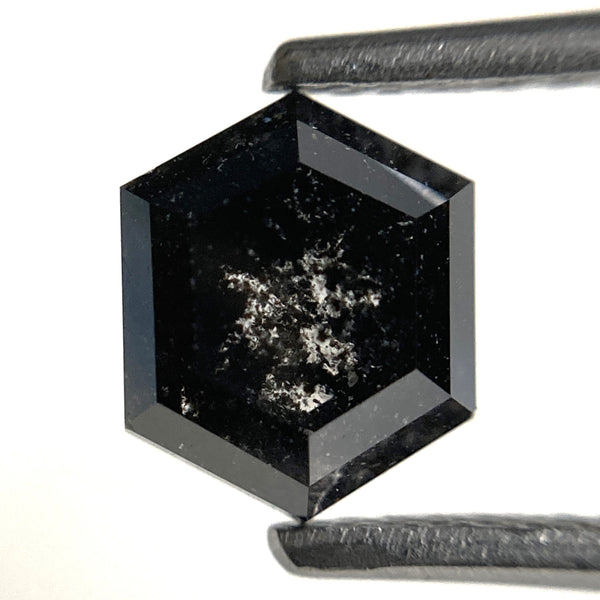 1.64 Ct Hexagon Shape Salt and Pepper Natural loose diamond, 7.26 mm x 5.88 mm x 4.18 mm Hexagonal shape natural diamond, SJ102-23