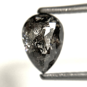 1.59 Ct Pear Shape natural loose diamond, 9.39 mm x 5.35 mm x 3.62 mm Full rose-cut pear shape natural salt and pepper diamond, SJ103-36