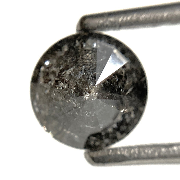 1.06 Ct Round Brilliant Cut Natural Salt and Pepper Diamond, 6.01 mm x 4.31 mm Gray and black Loose Diamonds, Natural Loose Diamond SJ103-39