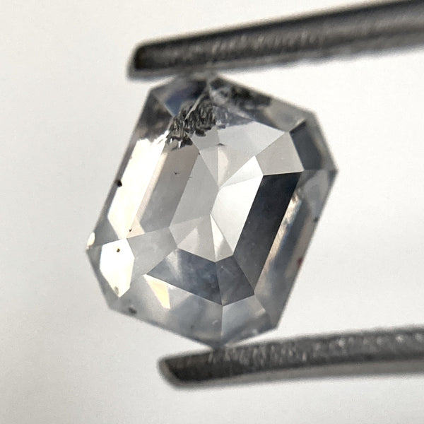 1.24 Ct Emerald Shape Natural Diamond, 6.41 mm x 5.16 mm x 3.44 mm, Milky Salt and Pepper Natural Loose Diamond, Emerald Diamond, SJ103-41