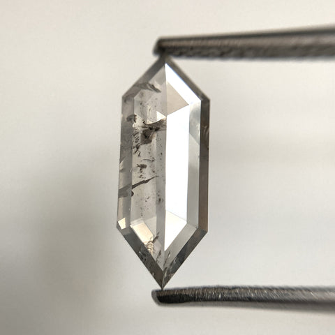 1.54 Ct Hexagon Shape Salt and Pepper Natural loose diamond, 13.26 mm x 4.98 mm x 2.0 5mm Long Hexagonal shape natural diamond, SJ103-06