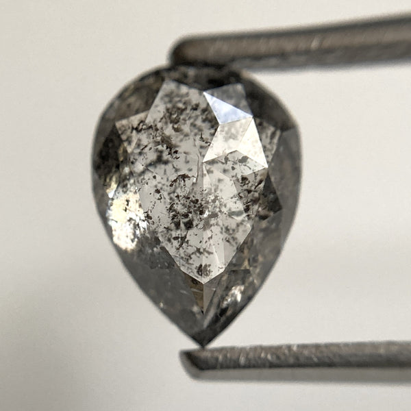 1.39 Ct Pear Shape natural loose diamond, 8.09 mm x 5.93 mm x 3.40 mm, salt and pepper diamond, Pear shape natural diamond SJ103-48