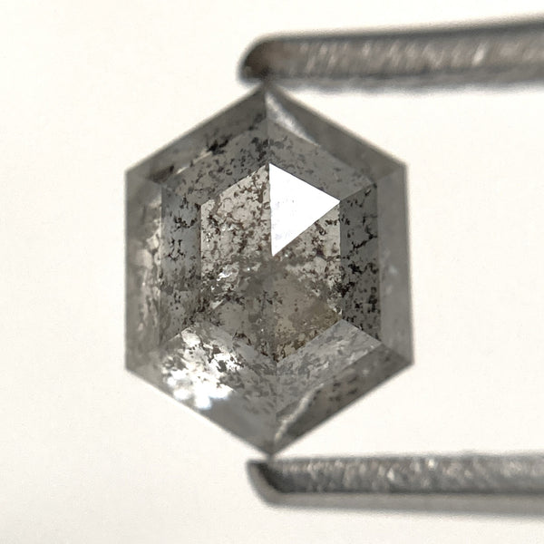 1.02 Ct Hexagon shape salt and pepper natural loose diamond, 6.64 mm x 5.07 mm x 3.50 mm, Hexagonal Natural Diamond SJ103-49