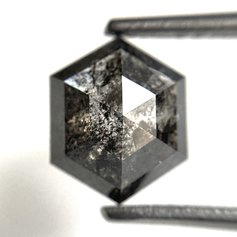 1.94 Ct Hexagon Shape Salt and Pepper Natural loose diamond, 9.02 mm x 7.34 mm x 3.48 mm Hexagonal shape natural diamond, SJ103-16