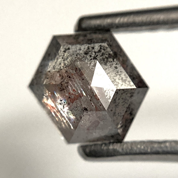1.00 Ct Hexagon shape salt and pepper natural loose diamond, 6.47 mm x 5.10 mm x 3.28 mm, Hexagonal Natural Diamond SJ103-53