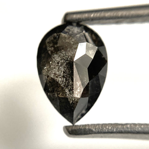 0.85 Ct Pear Shape natural loose diamond, 7.19 mm x 5.02 mm x 2.79 mm, salt and pepper diamond, Pear shape natural diamond SJ103-54