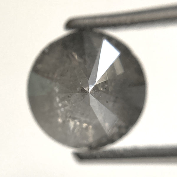 2.18 Ct Round Brilliant Cut Natural Salt and Pepper Diamond, 7.67 mm x 5.38 mm Gray and black Loose Diamonds, Natural Loose Diamond SJ103-22