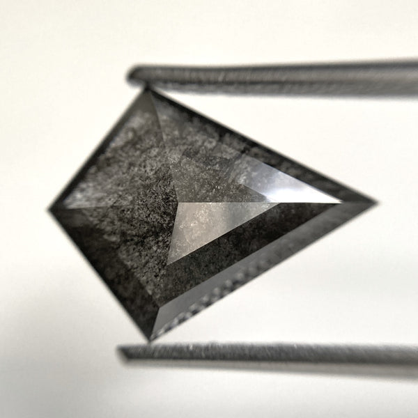 3.67 Ct Kite Shape Salt and Pepper Natural Loose Diamond, 14.49 mm x 11.24 mm x 3.82 mm, Geometric shape natural diamond, SJ103-23
