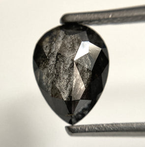 1.69 Ct Pear Shape natural loose diamond, salt and pepper diamond, 8.55 mm x 6.44 mm x 3.57 mm Full-cut pear shape natural diamond SJ103-27