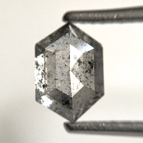 1.72 Ct Hexagon Shape Salt and Pepper Natural loose diamond, 8.10 mm x 5.43 mm x 4.13 mm Hexagonal shape natural diamond, SJ103-28